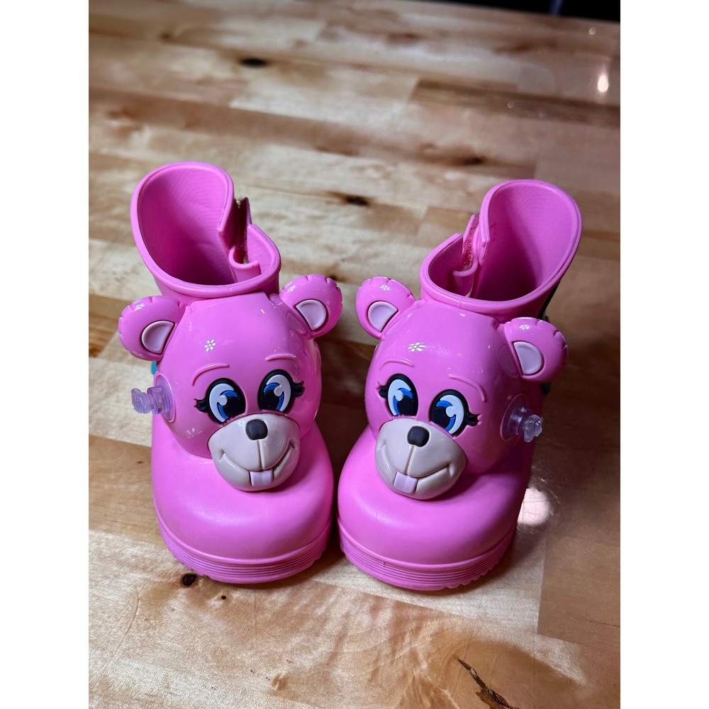 Mini Melissa Jeremy Scott Rain Boots Kids‎ 6/7 Pink Excellent Bear Collaboration